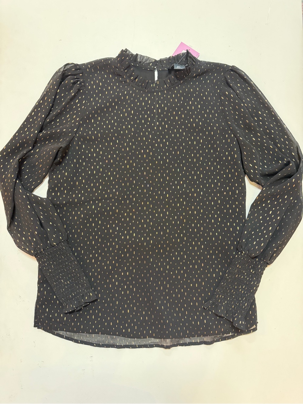 Rachel Zoe Black Blouse with Gold Dot Print